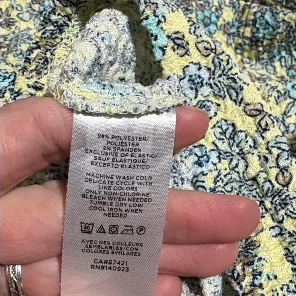 LOFT Garden Floral Puff Sleeve Short Sleeve Top sz SP